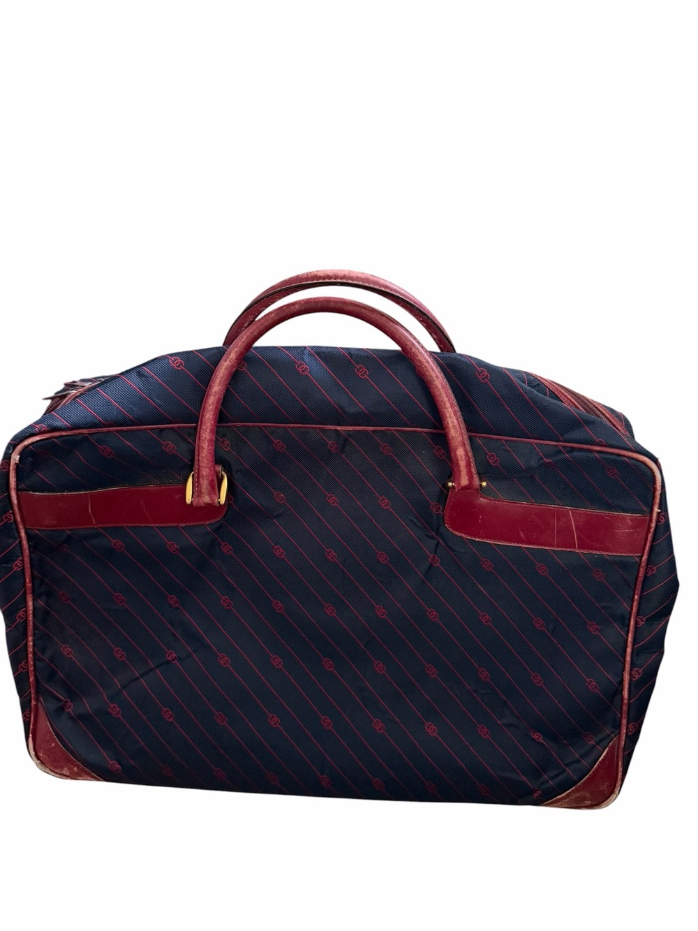 Gucci Interlocking G Navy and Burgundy Travel Duffel with Leather Trim - Picture 2 of 10